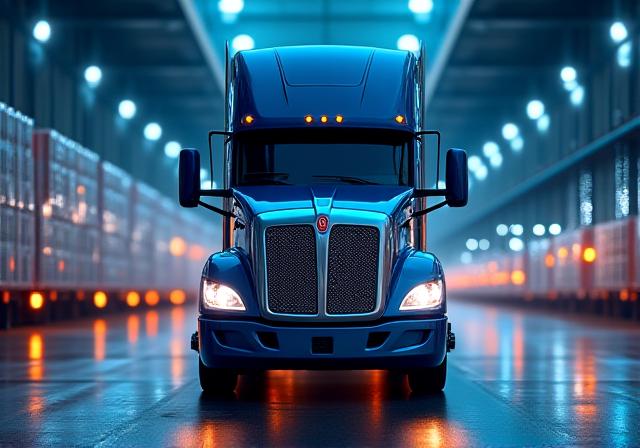Modern logistics fleet with satellite tracking technology