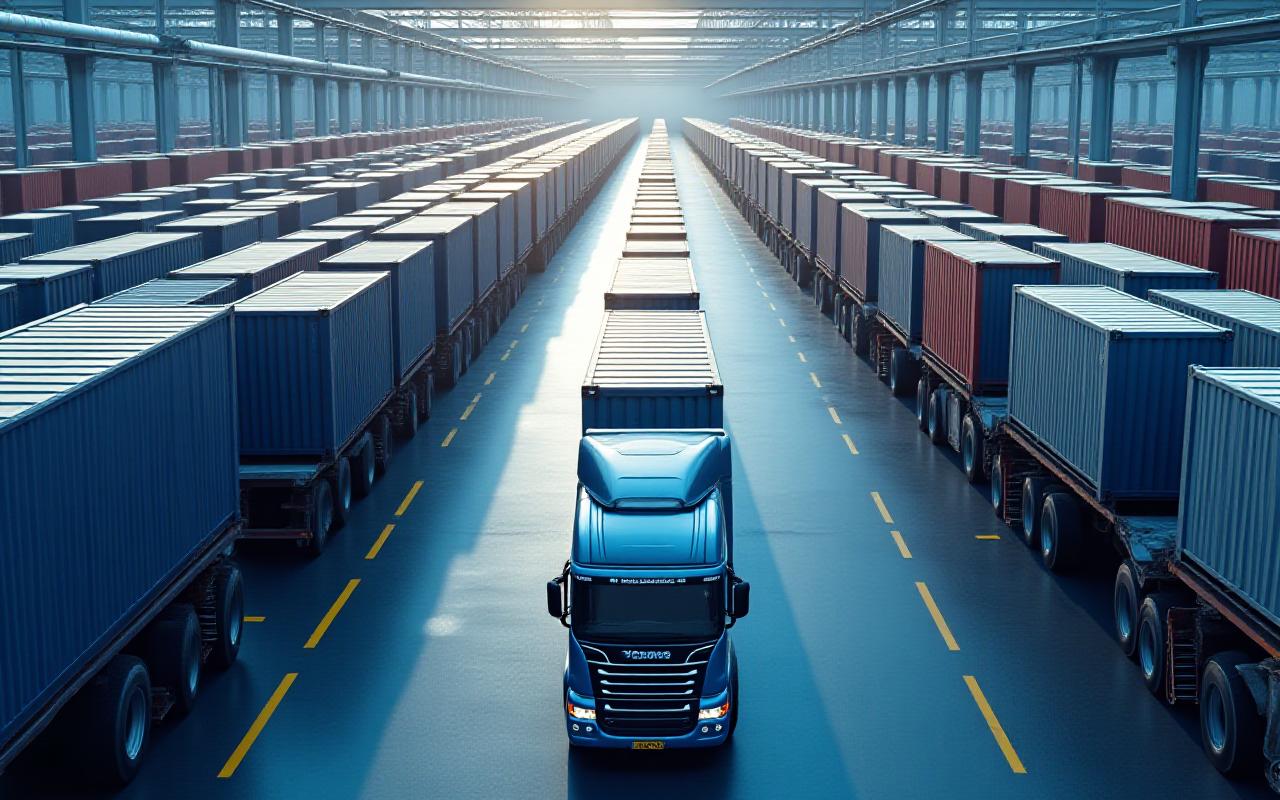 Modern logistics hub at the US-Mexico border crossing